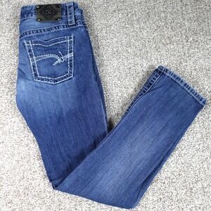 D9‎ Jett Denim Jeans Women's Size 28 Blue Bootcut Distressed Embellished Pockets